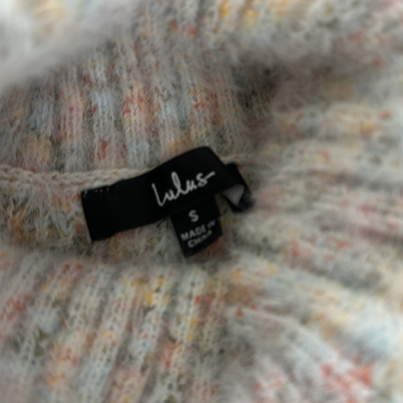 LULU’s Get Creative Cream Oversized cowl turtleneck multi speckled soft sweater - Picture 4 of 5